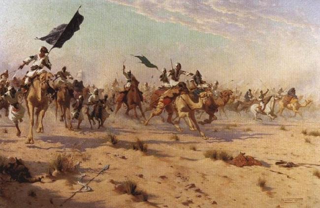 Robert Talbot Kelly The Flight of the Khalifa after his defeat at the battle of Omdurman oil painting image